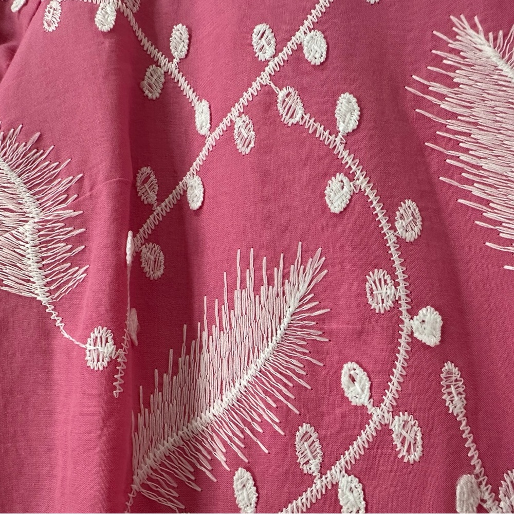 Talbots Graceful Garden Shift Dress Pink 3/4 Sleeve Cotton Women Petite 4 - Picture 7 of 8